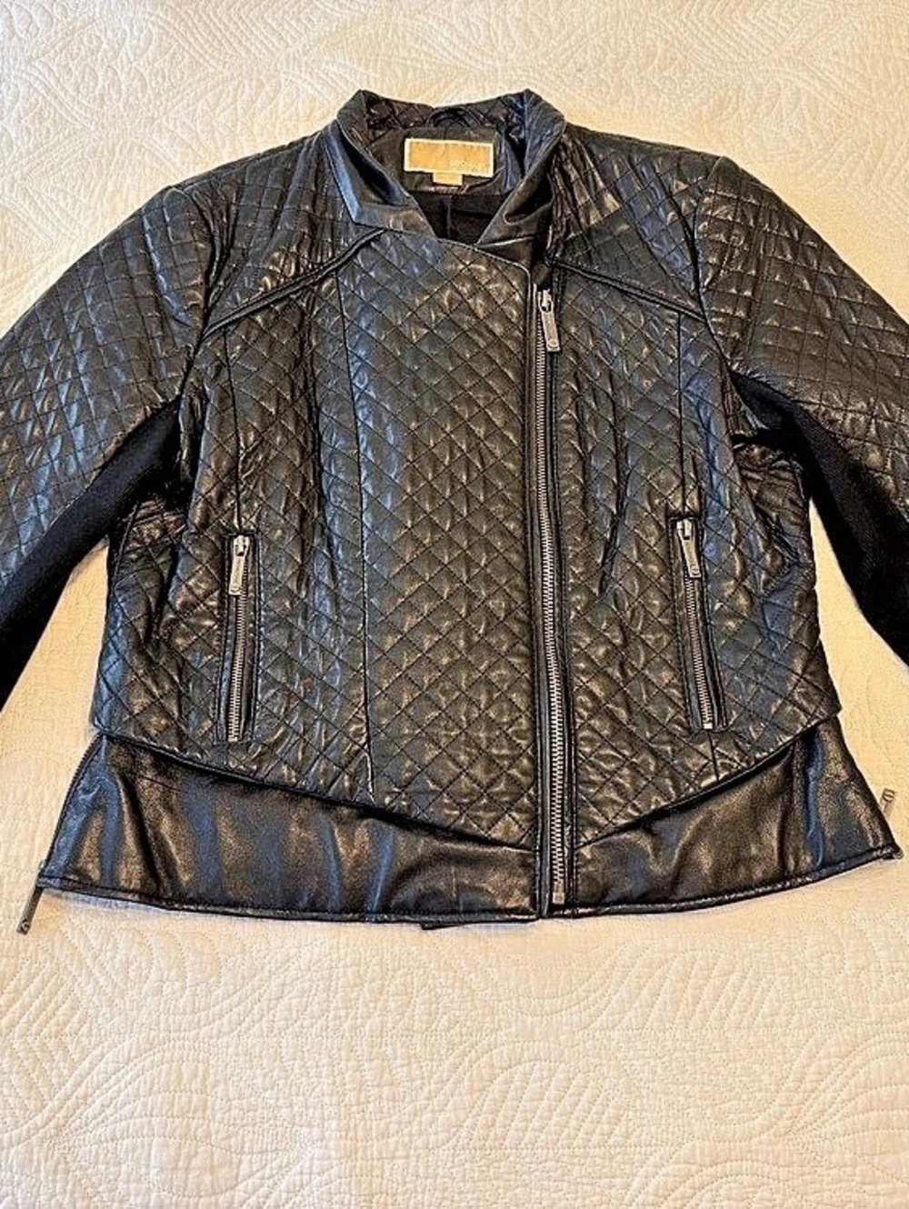 Michael Kors Quilted Leather Moto Jacket Black
